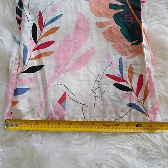 Cynthia Rowley 100% Linen Wide Leg Crop Tropical Print Pants - Picture 13 of 13